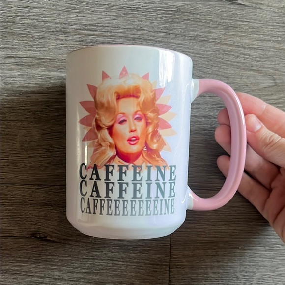 White and Pink Dolly Parton Caffeine Mug - Picture 1 of 4
